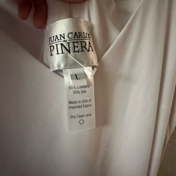 Juan Carlos Pinera White Asymmetrical Sleeveless Pageant Interview Dress Silk L - Picture 3 of 4